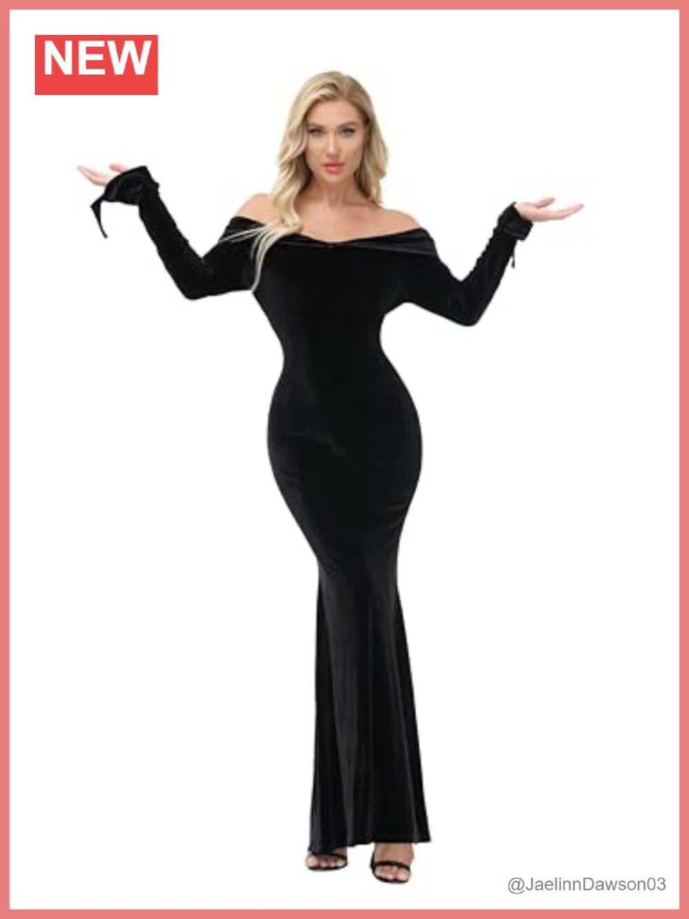 Gothic Off Shoulder Maxi Dress Long Sleeve Halloween Cosplay Costume - Picture 2 of 6